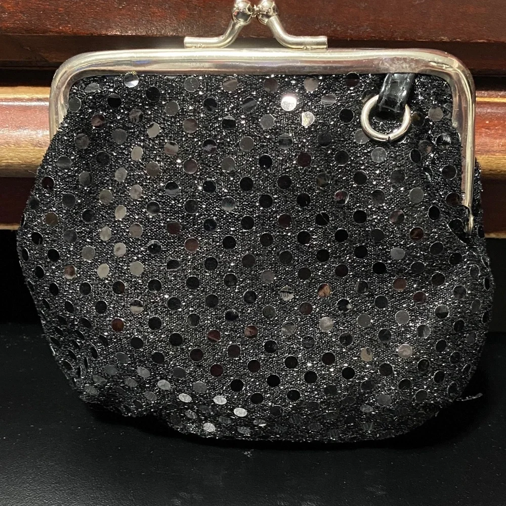 Vintage Black Sequin Change purse